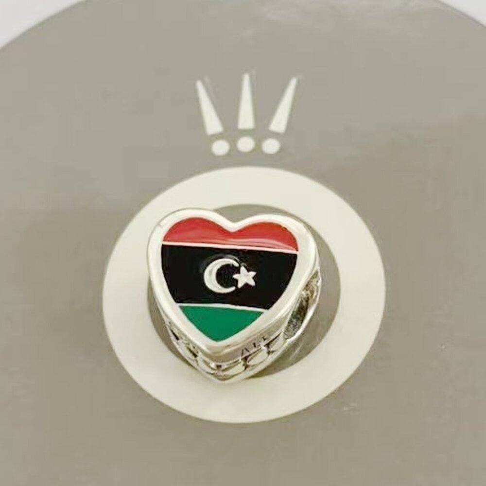 Pandora Libya Flag Exclusive Heart Charm Bead